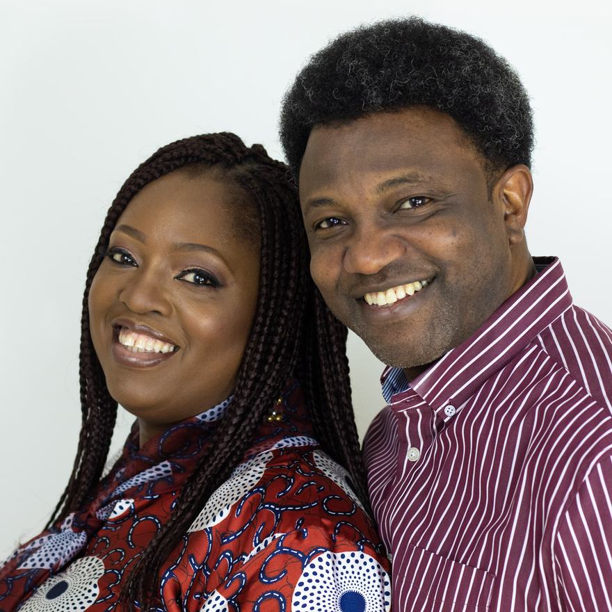 Abbiih and Jonathan Oloyede smiling, heads together